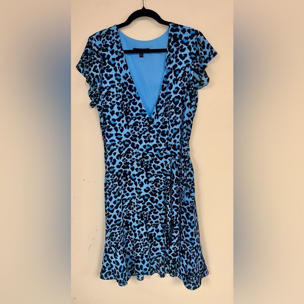 Banana Republic Leppard Blue and Black Wrap Dress